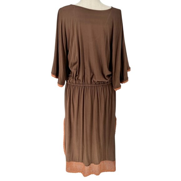 Swimsuits For All Cover-Up Dress 18/20 Brown Drawstring Waist Lace Hem Side Slit - Picture 5 of 11